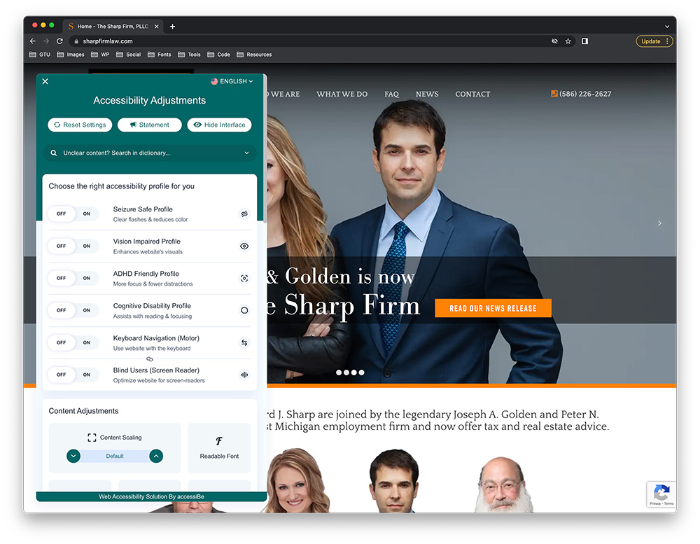 Sharp Firm Web Accessibility Tools