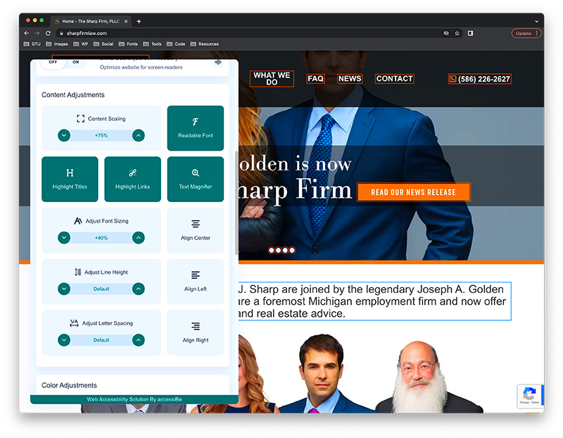 Sharp Firm Web Accessibility Tools